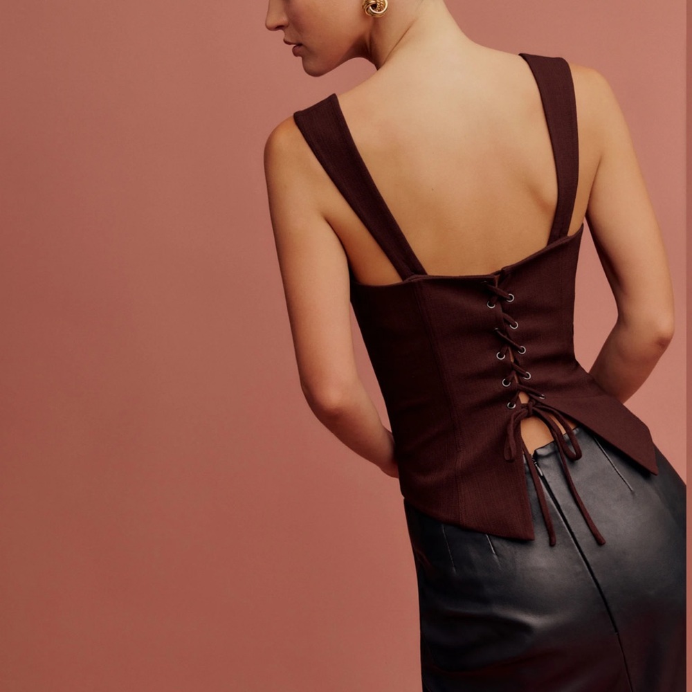 Reformation burgundy and Black Square Neck corset